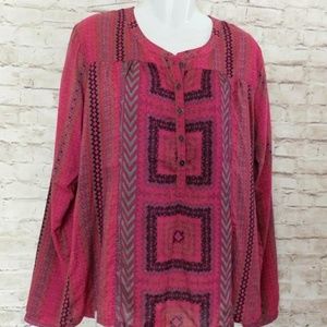 Prana Blouse Size Large Fushia Pink